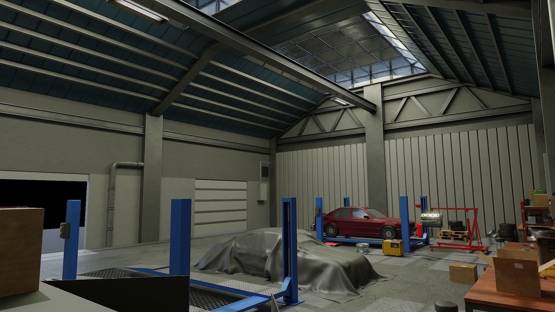 Auto Service Garage Assets Pack  Low-poly 3D model_3