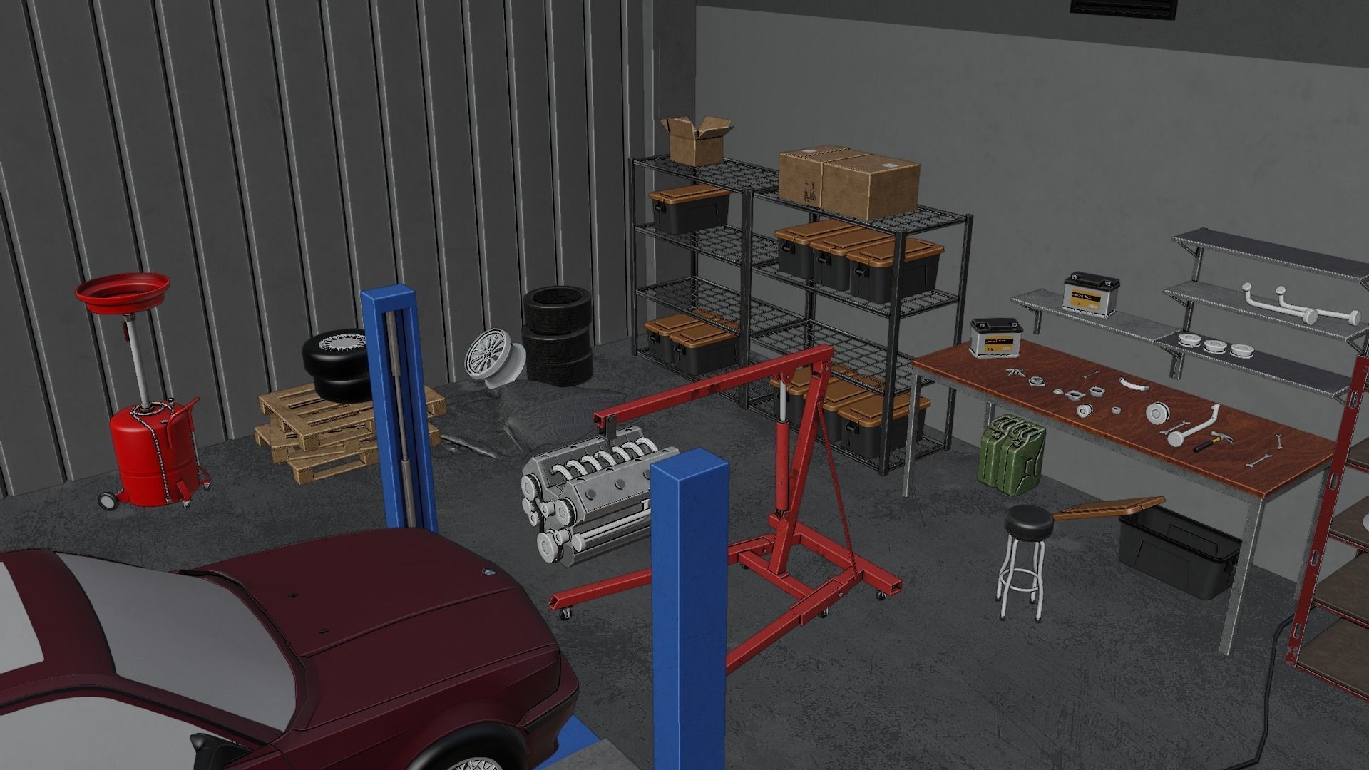 Auto Service Garage Assets Pack  Low-poly 3D model_46