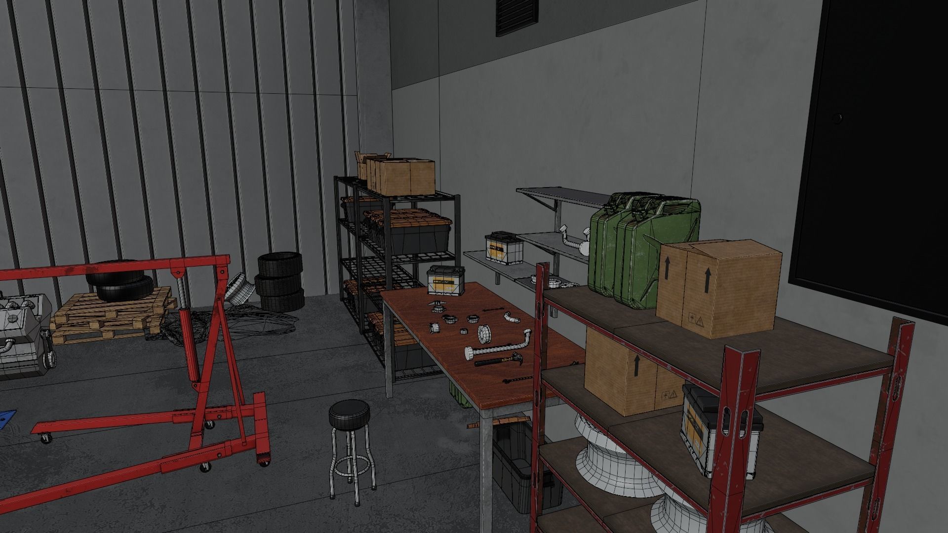 Auto Service Garage Assets Pack  Low-poly 3D model_59