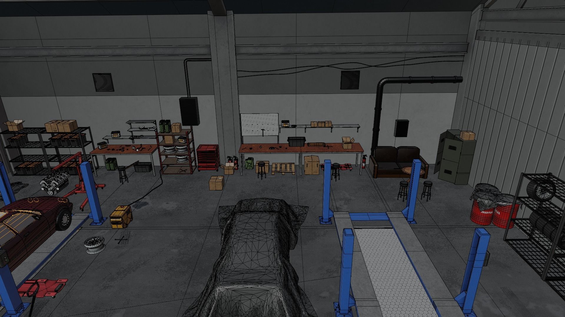 Auto Service Garage Assets Pack  Low-poly 3D model_51