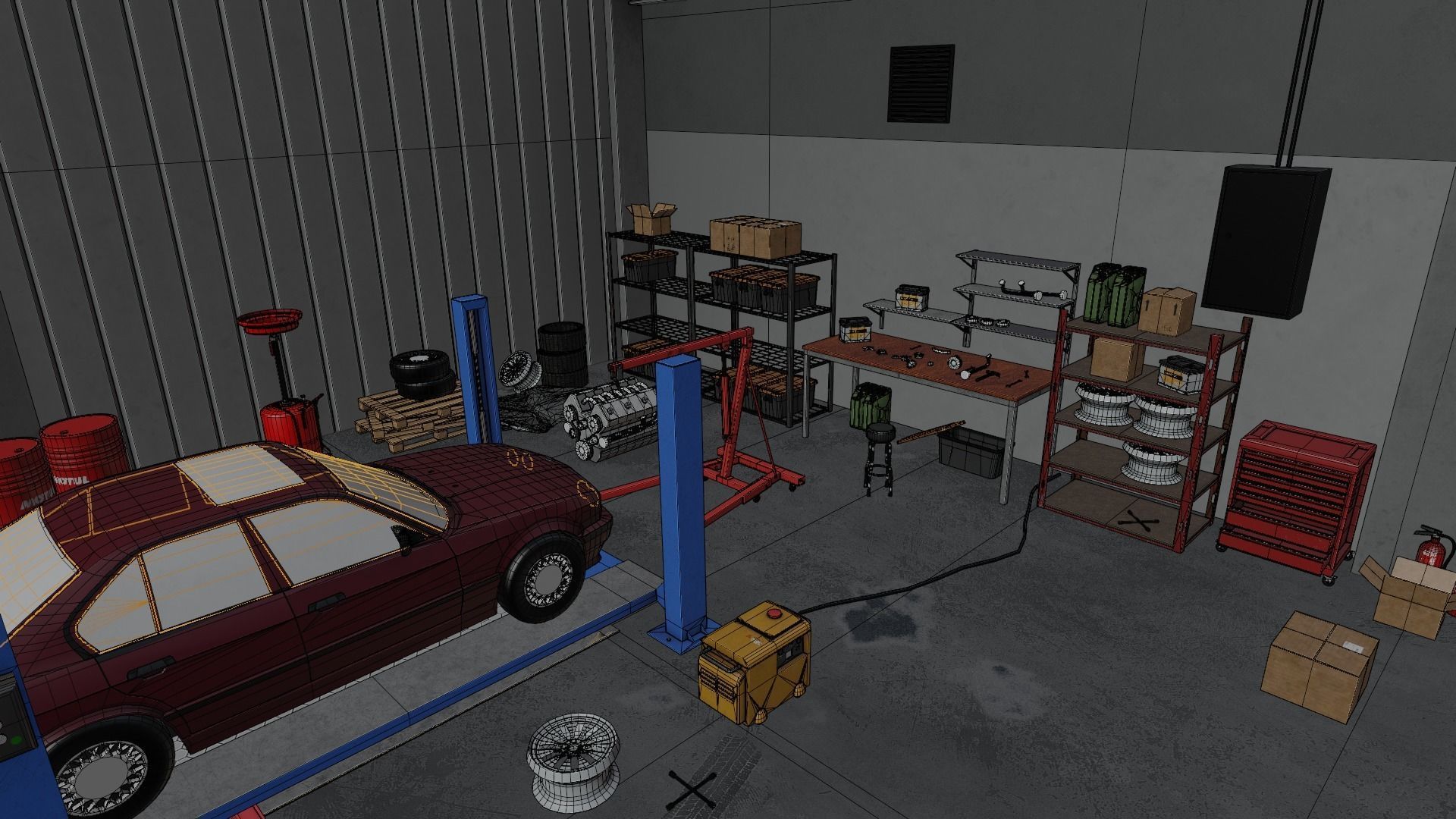 Auto Service Garage Assets Pack  Low-poly 3D model_53