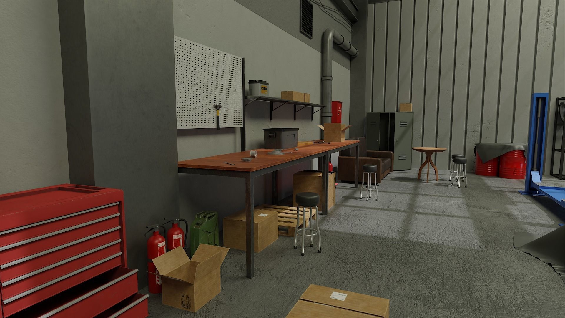 Auto Service Garage Assets Pack  Low-poly 3D model_4