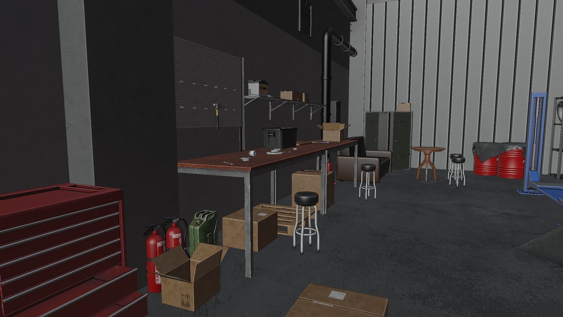 Auto Service Garage Assets Pack  Low-poly 3D model_60