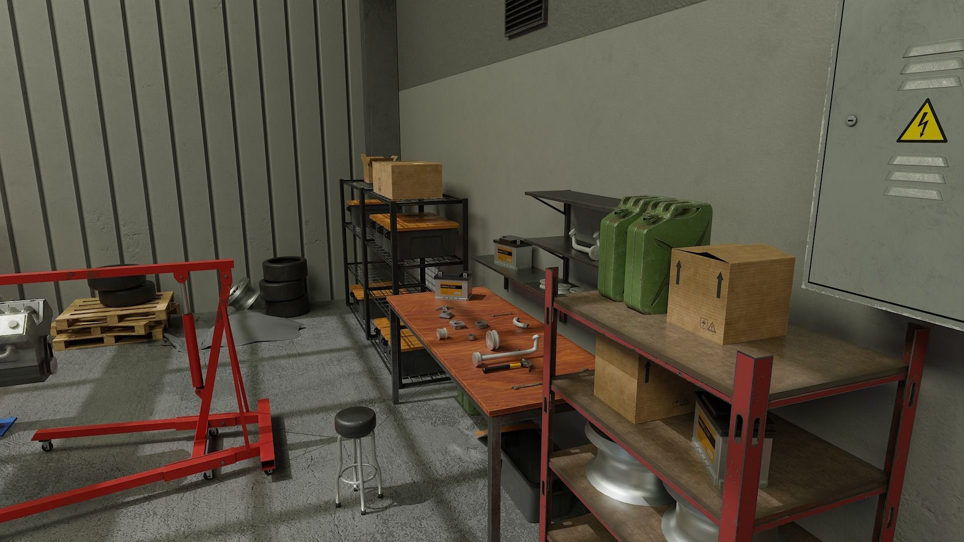 Auto Service Garage Assets Pack  Low-poly 3D model_2