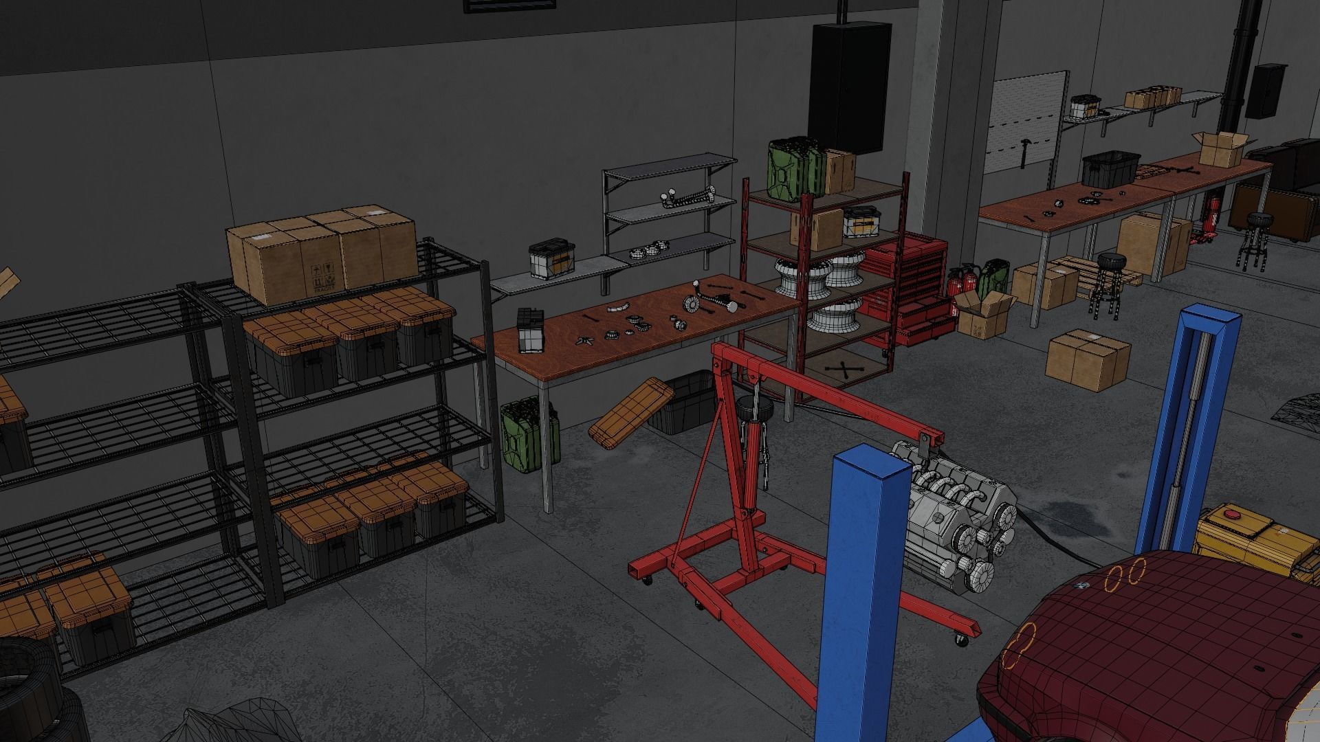 Auto Service Garage Assets Pack  Low-poly 3D model_45