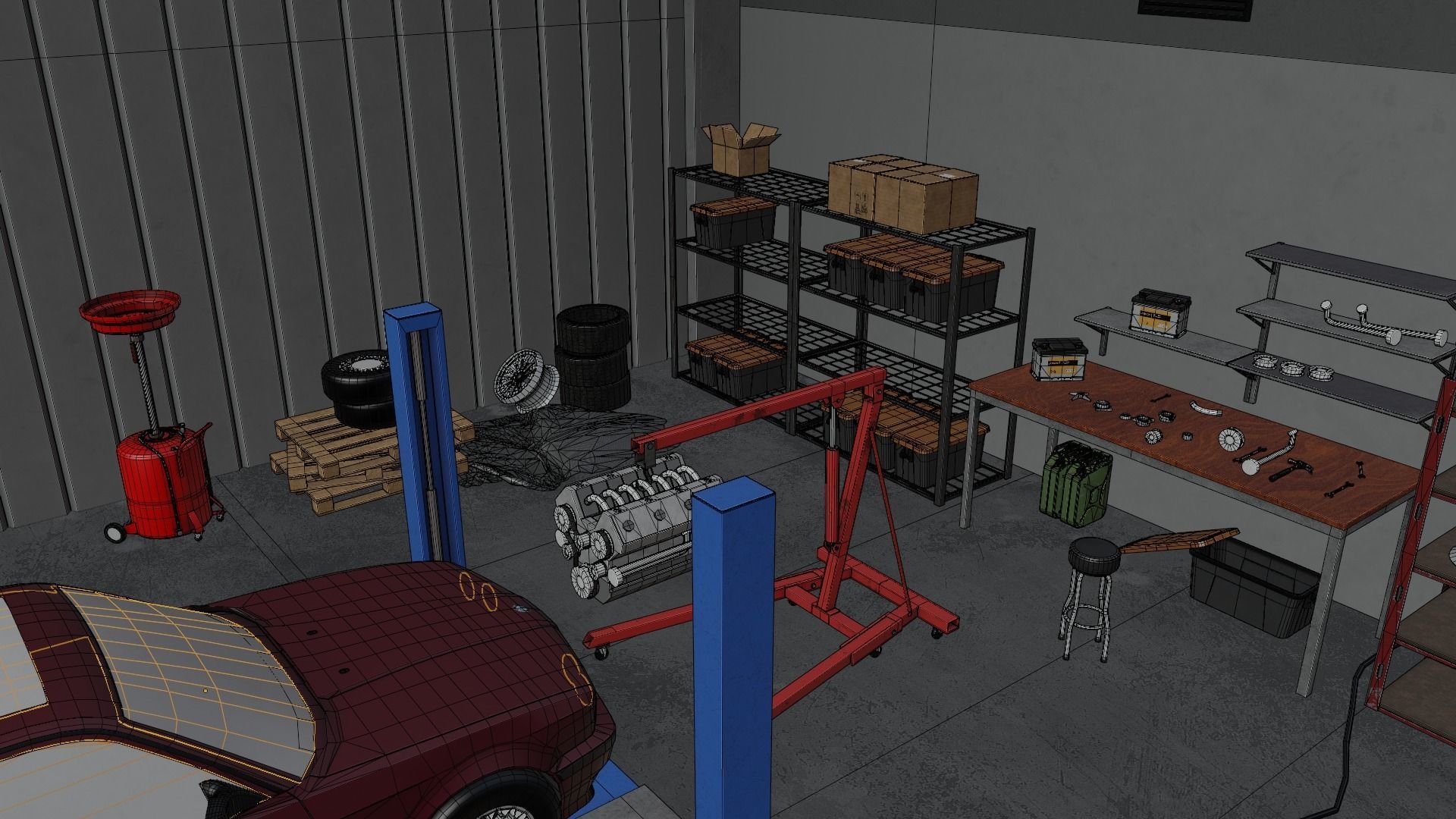 Auto Service Garage Assets Pack  Low-poly 3D model_47