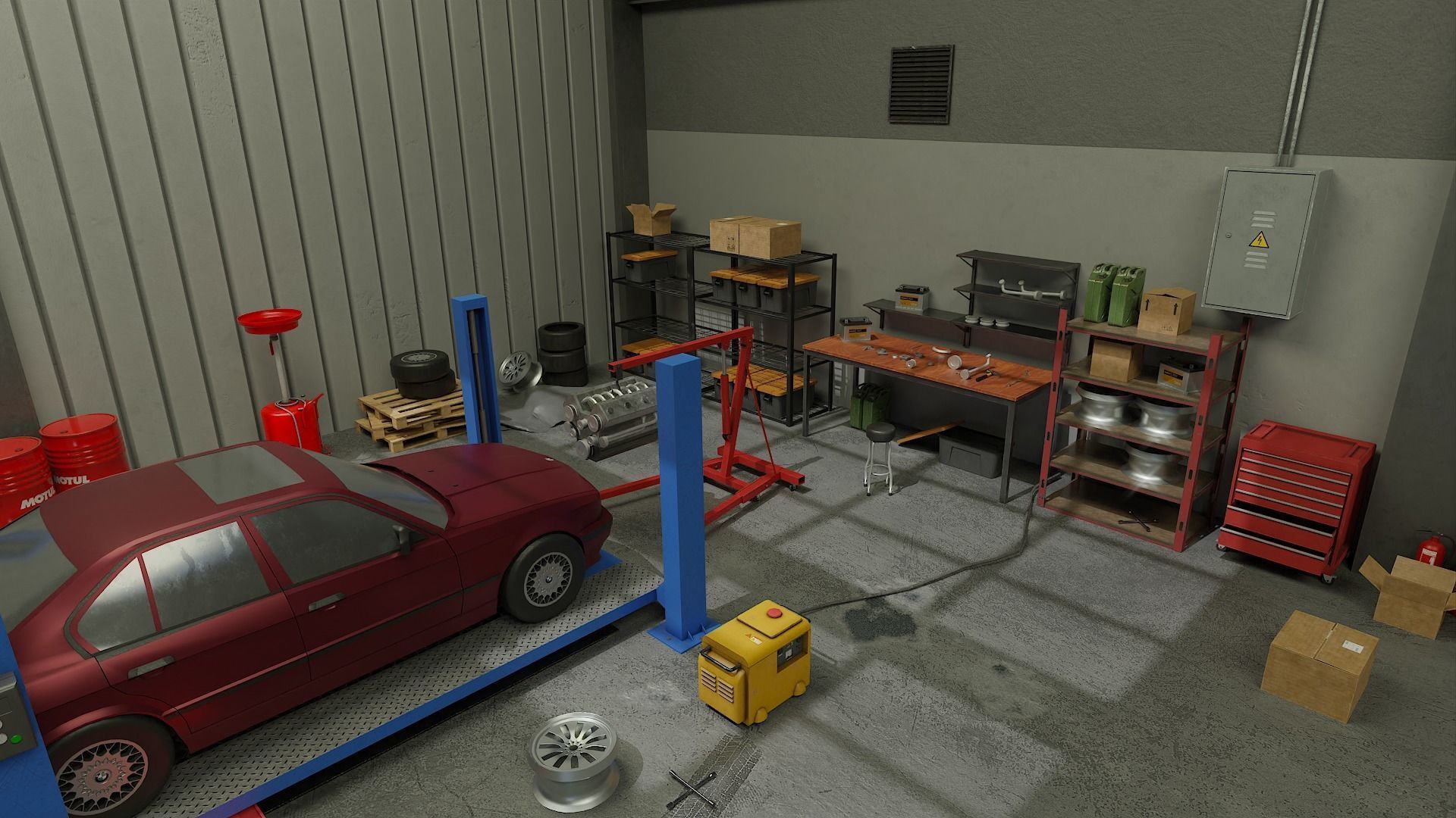 Auto Service Garage Assets Pack  Low-poly 3D model_11