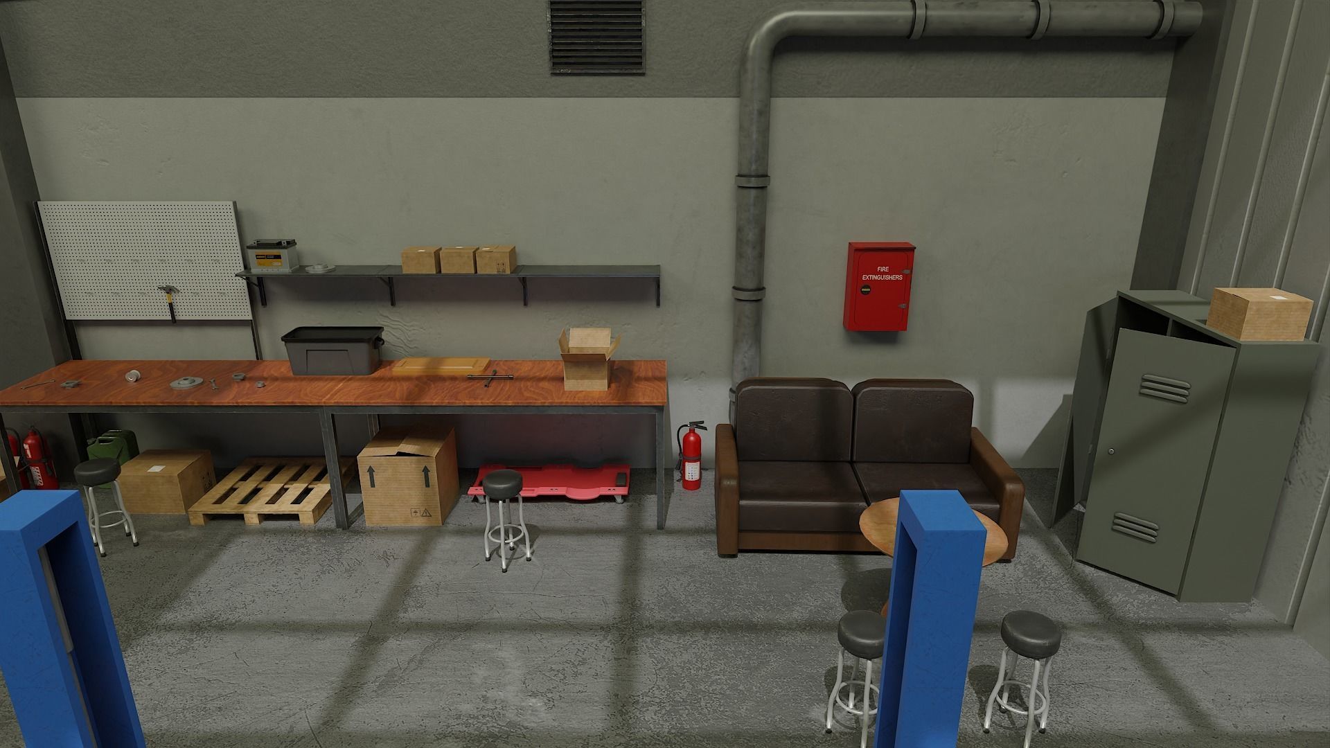Auto Service Garage Assets Pack  Low-poly 3D model_5