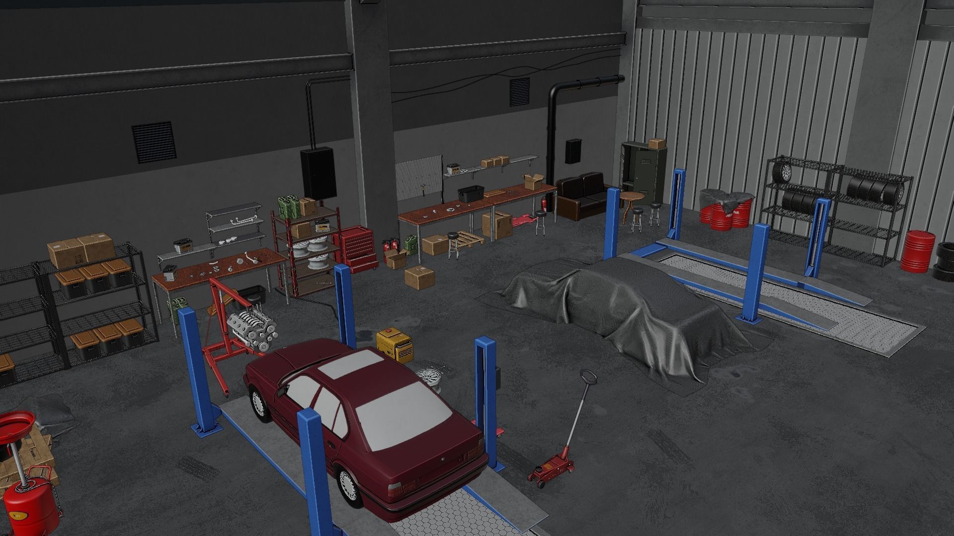 Auto Service Garage Assets Pack  Low-poly 3D model_40