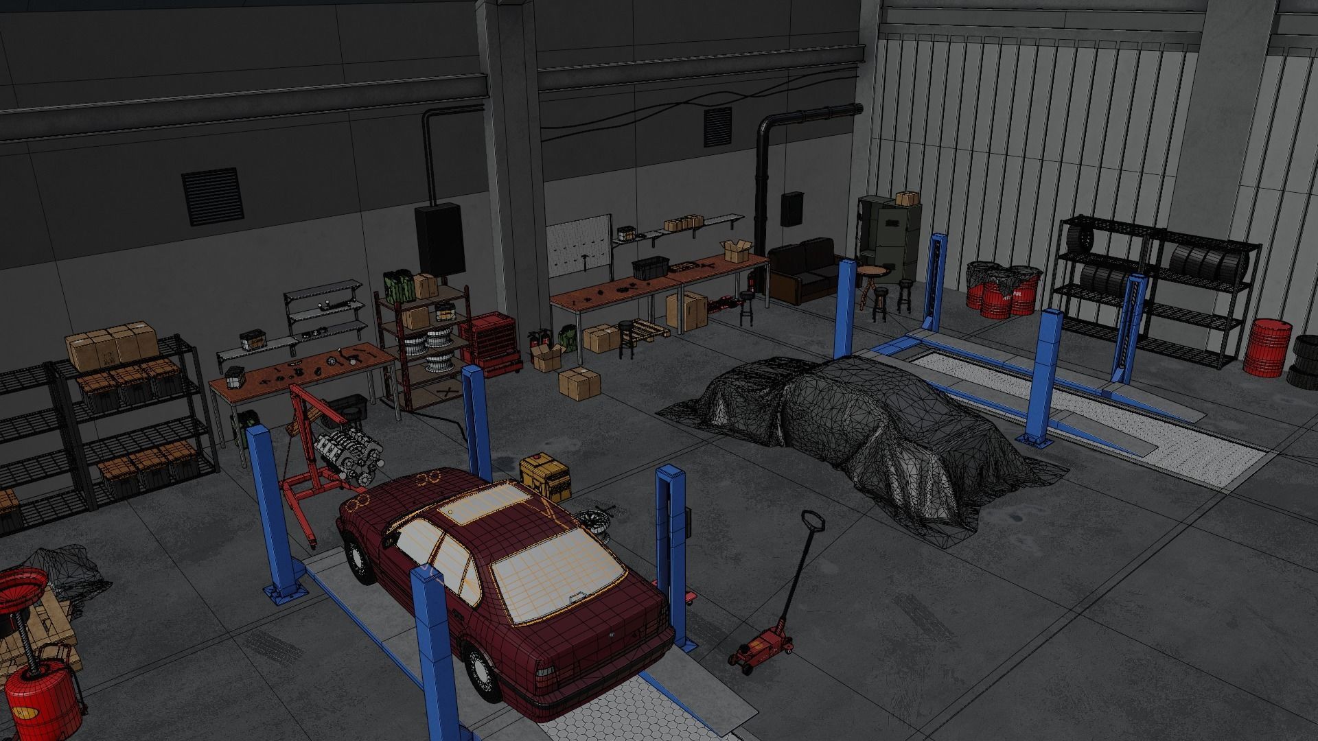 Auto Service Garage Assets Pack  Low-poly 3D model_41
