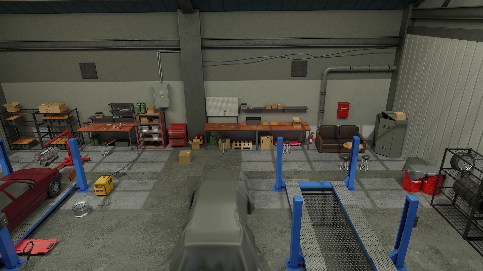 Auto Service Garage Assets Pack  Low-poly 3D model_9