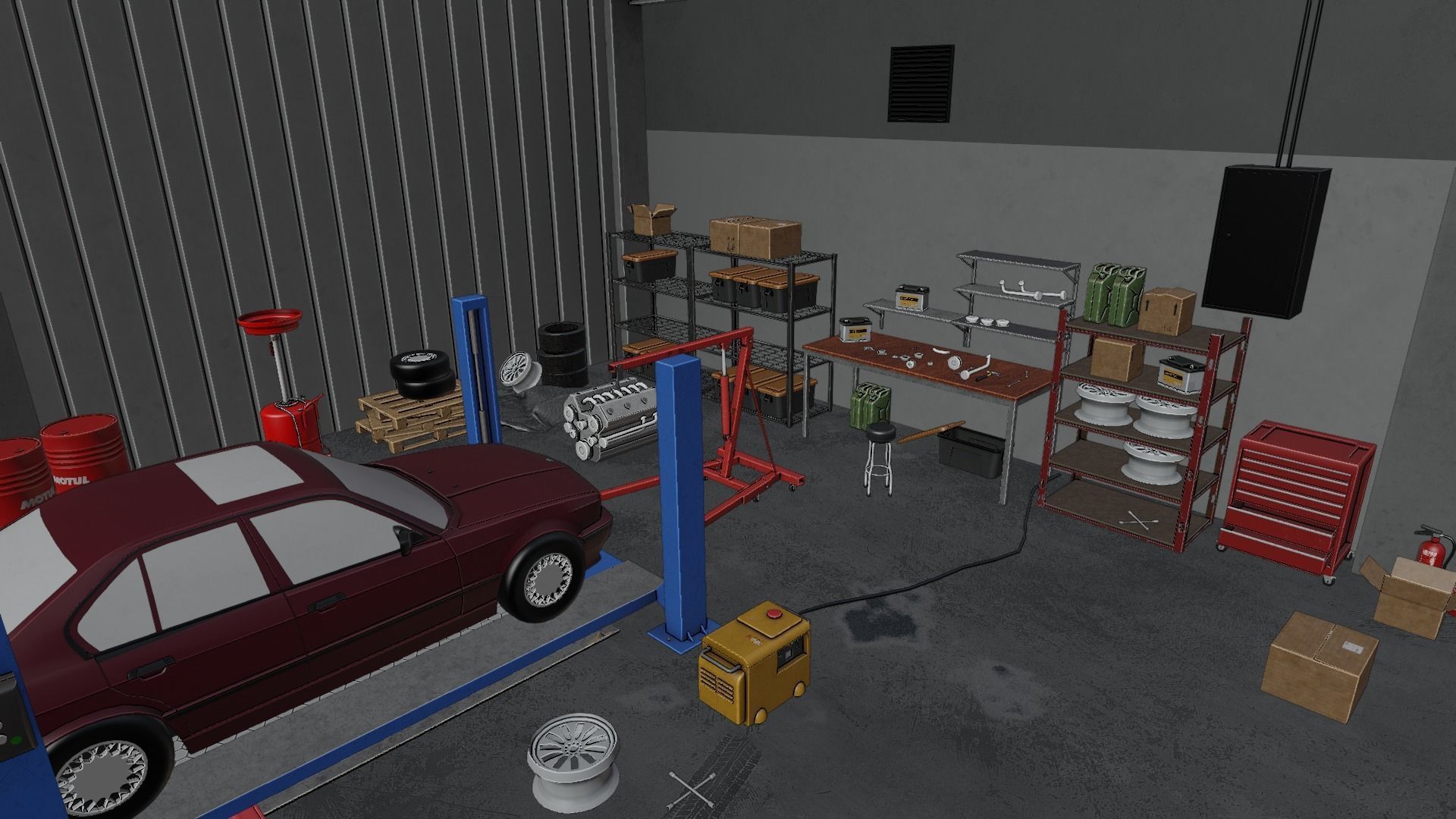 Auto Service Garage Assets Pack  Low-poly 3D model_52