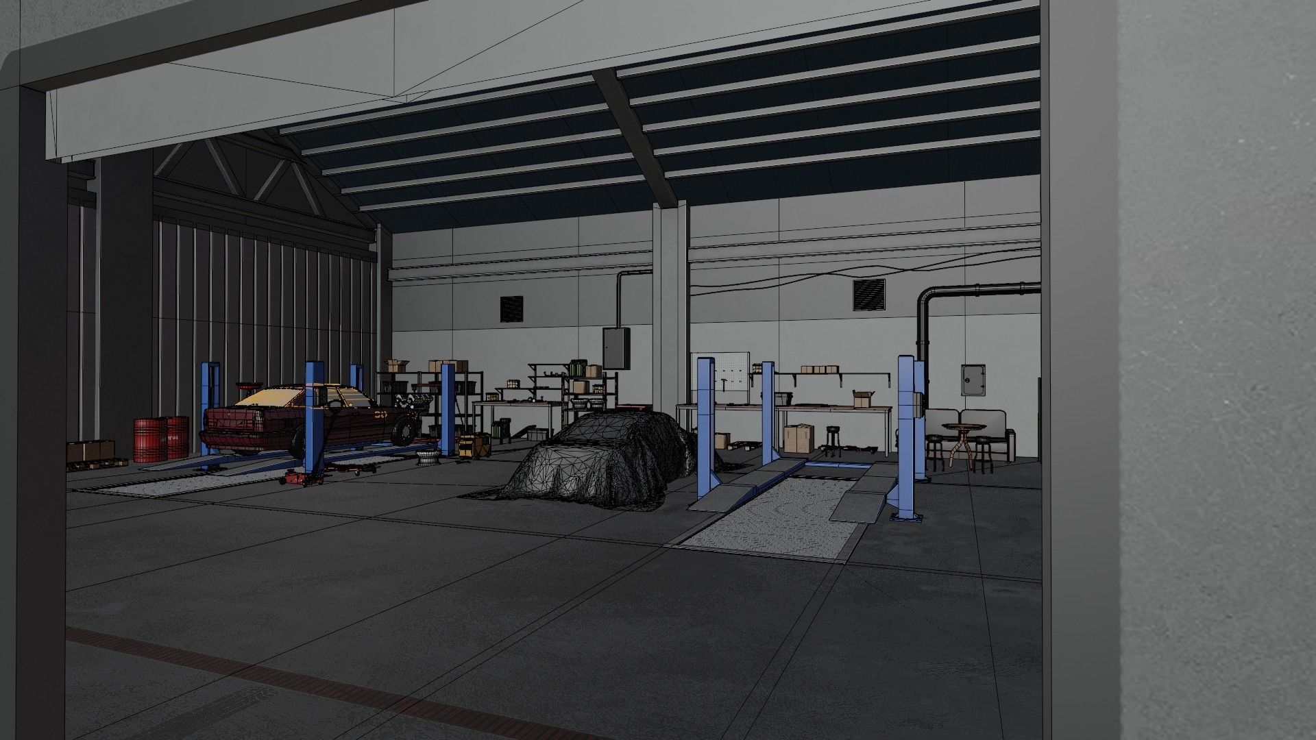 Auto Service Garage Assets Pack  Low-poly 3D model_43