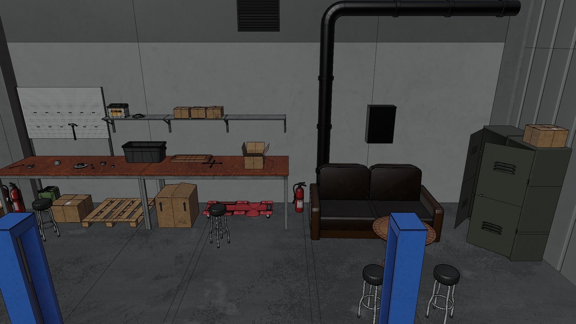 Auto Service Garage Assets Pack  Low-poly 3D model_57