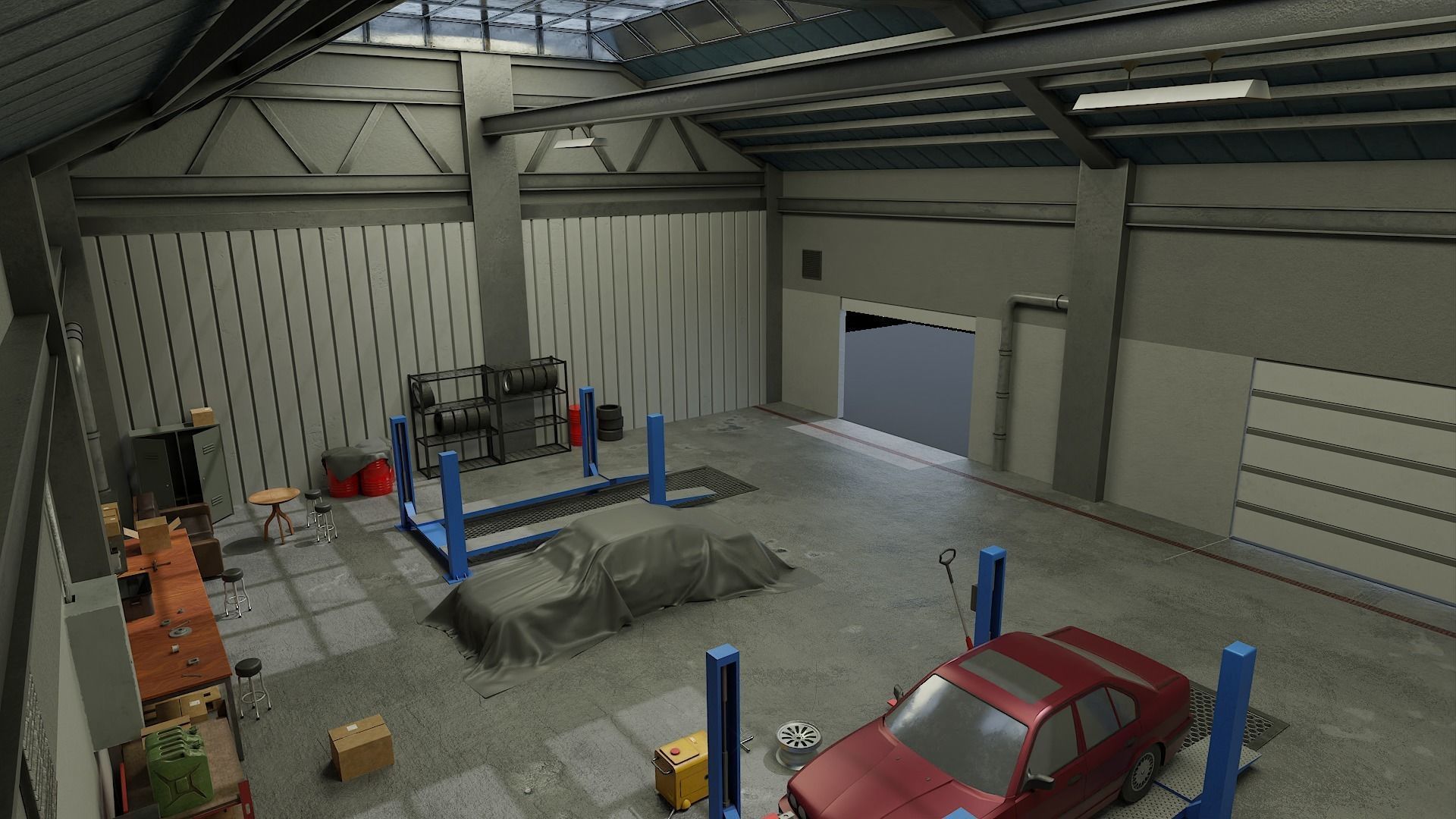 Auto Service Garage Assets Pack  Low-poly 3D model_6
