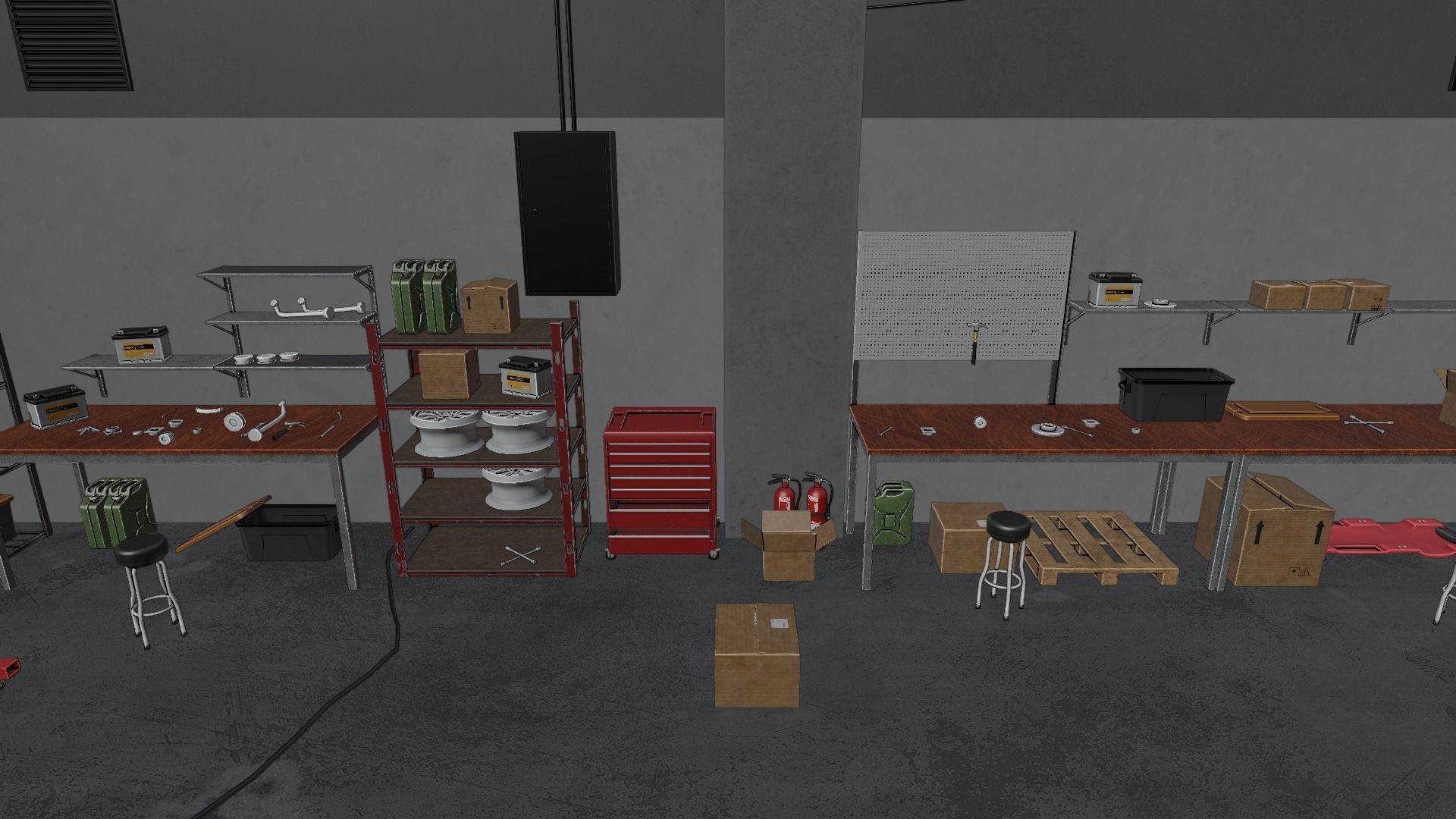 Auto Service Garage Assets Pack  Low-poly 3D model_54