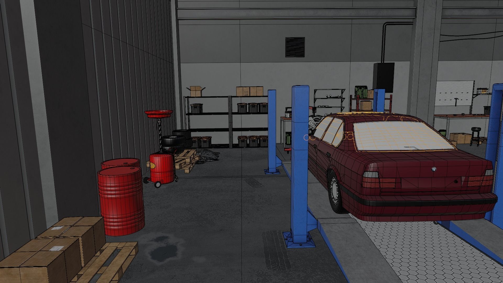 Auto Service Garage Assets Pack  Low-poly 3D model_49