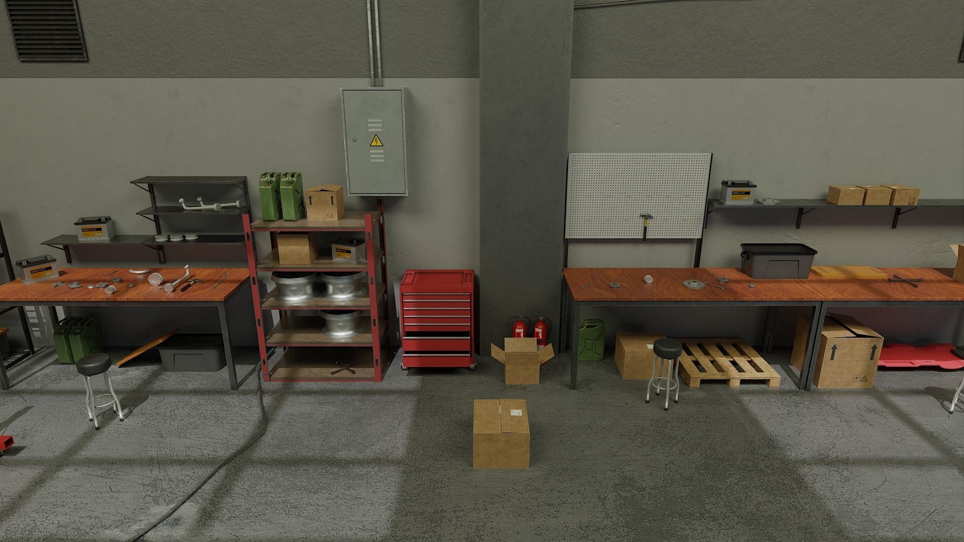 Auto Service Garage Assets Pack  Low-poly 3D model_8