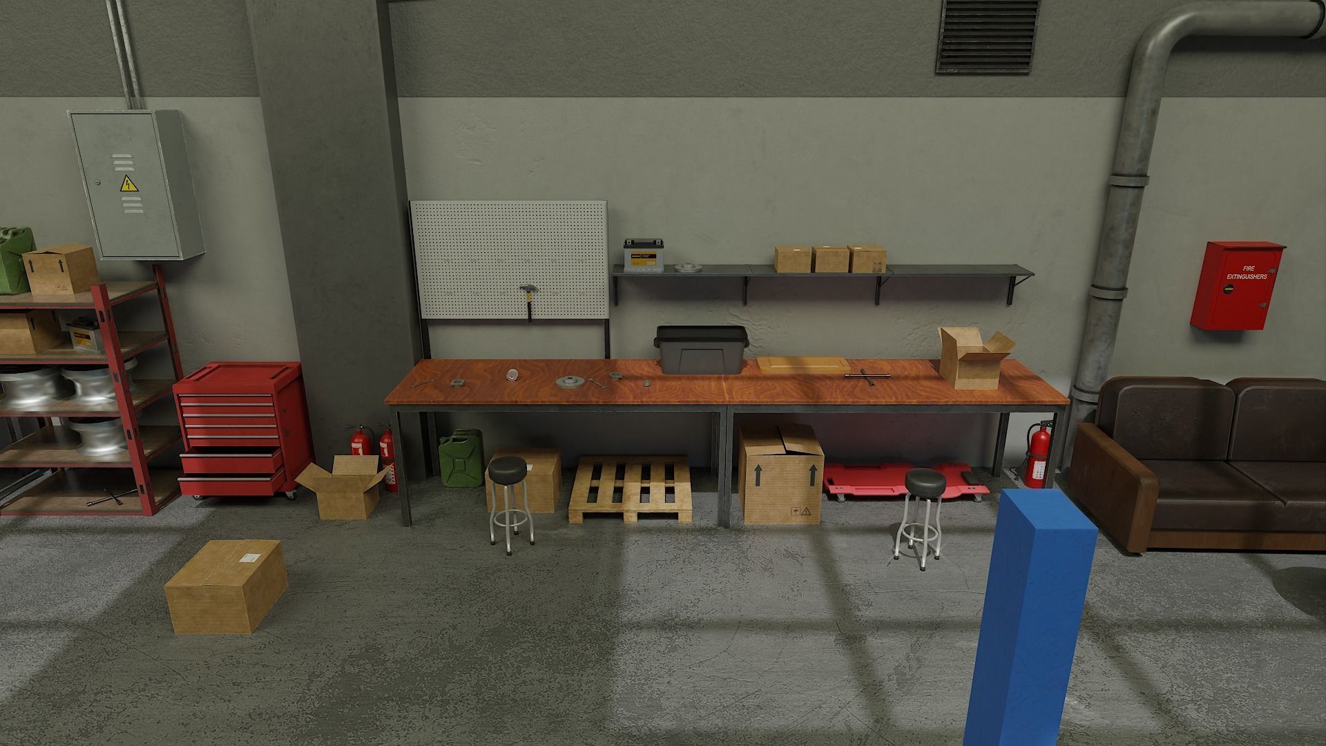 Auto Service Garage Assets Pack  Low-poly 3D model_12