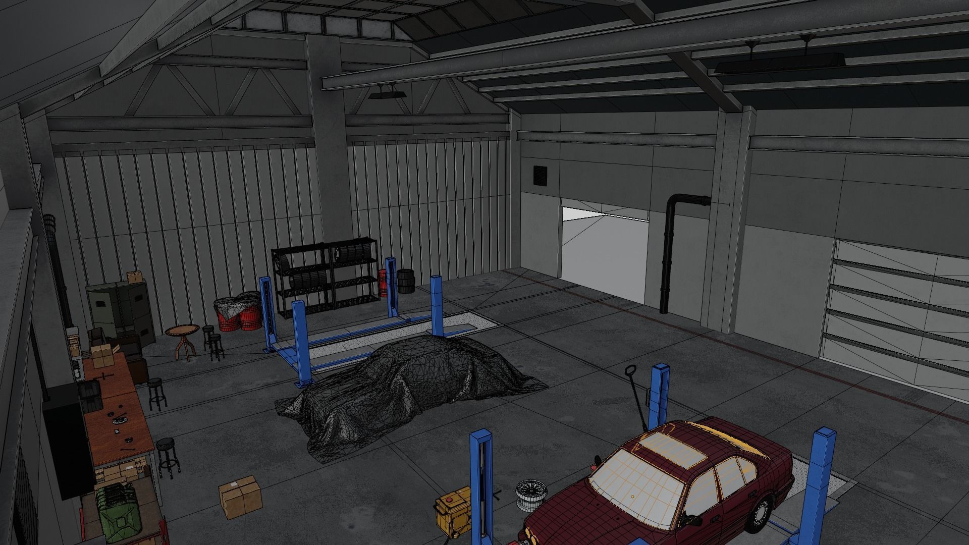 Auto Service Garage Assets Pack  Low-poly 3D model_65