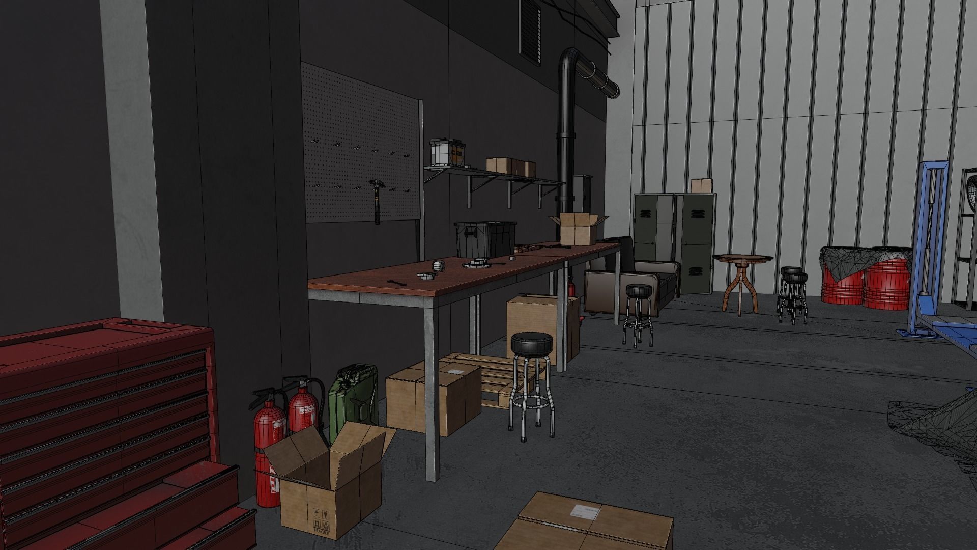 Auto Service Garage Assets Pack  Low-poly 3D model_61