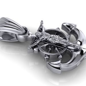 CRUCIFIED JESUS WITH ANCHOR PENDANT CHARM JEWELRY 3D print model_3