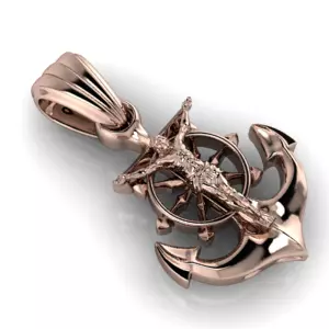 CRUCIFIED JESUS WITH ANCHOR PENDANT CHARM JEWELRY 3D print model_0