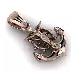 CRUCIFIED JESUS WITH ANCHOR PENDANT CHARM JEWELRY 3D print model CRUCIFIED JESUS WITH ANCHOR PENDANT CHARM JEWELRY 3D print model