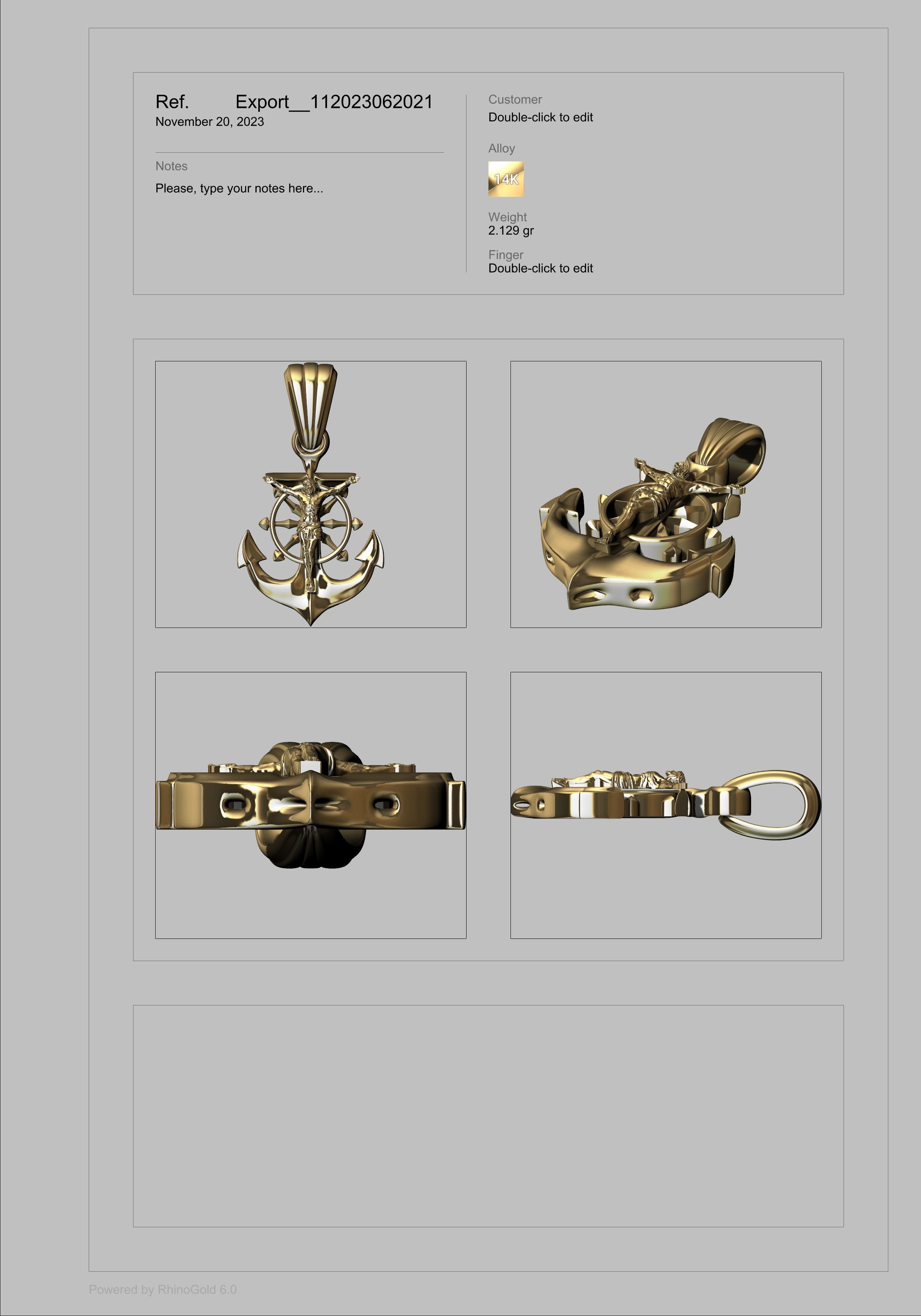 CRUCIFIED JESUS WITH ANCHOR PENDANT CHARM JEWELRY 3D print model_5