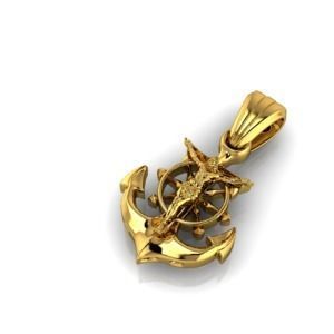 CRUCIFIED JESUS WITH ANCHOR PENDANT CHARM JEWELRY 3D print model_1