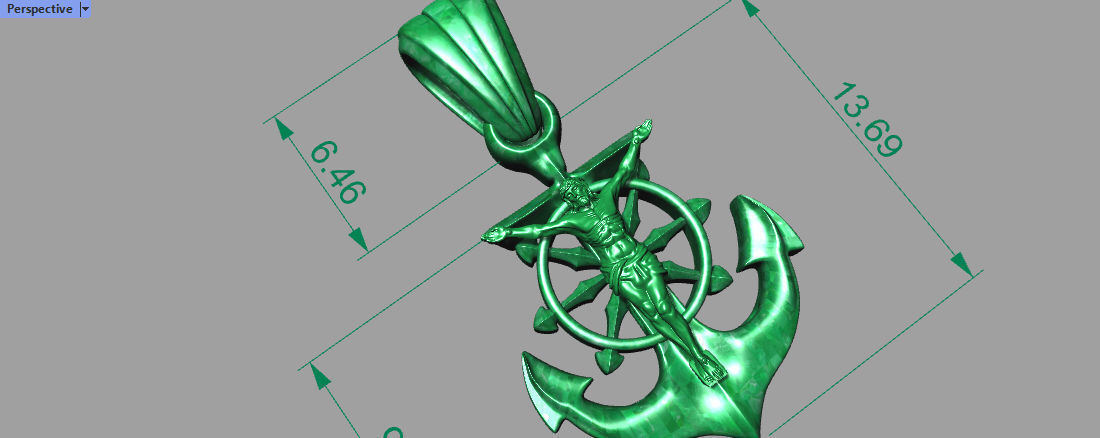 CRUCIFIED JESUS WITH ANCHOR PENDANT CHARM JEWELRY 3D print model_13