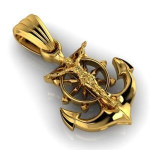 CRUCIFIED JESUS WITH ANCHOR PENDANT CHARM JEWELRY 3D print model_9