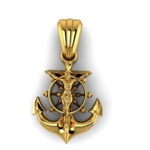 CRUCIFIED JESUS WITH ANCHOR PENDANT CHARM JEWELRY 3D print model_8