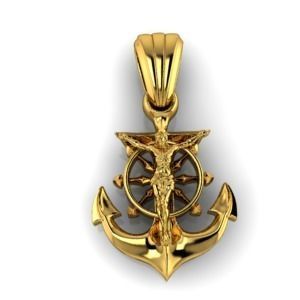 CRUCIFIED JESUS WITH ANCHOR PENDANT CHARM JEWELRY 3D print model_10