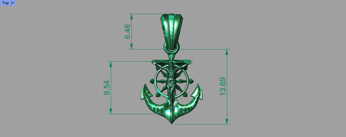 CRUCIFIED JESUS WITH ANCHOR PENDANT CHARM JEWELRY 3D print model_12