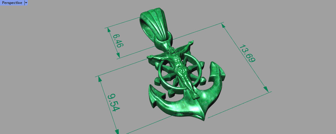 CRUCIFIED JESUS WITH ANCHOR PENDANT CHARM JEWELRY 3D print model_15