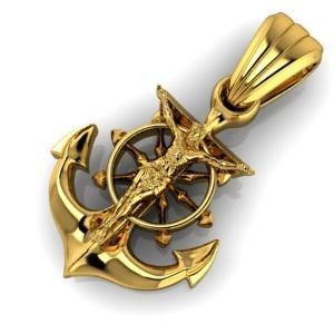 CRUCIFIED JESUS WITH ANCHOR PENDANT CHARM JEWELRY 3D print model_11