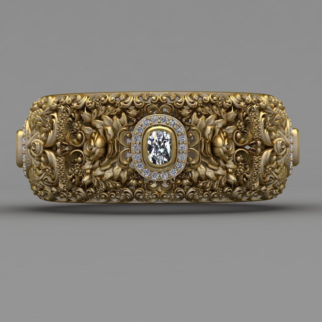 Traditional Indian Diamond Flower Bangle 3D Print Model 3D print model_1