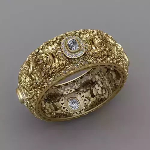 Traditional Indian Diamond Flower Bangle 3D Print Model