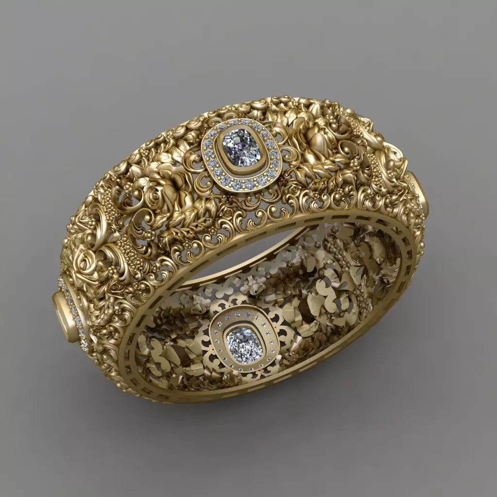 Traditional Indian Diamond Flower Bangle 3D Print Model 3D print model_0