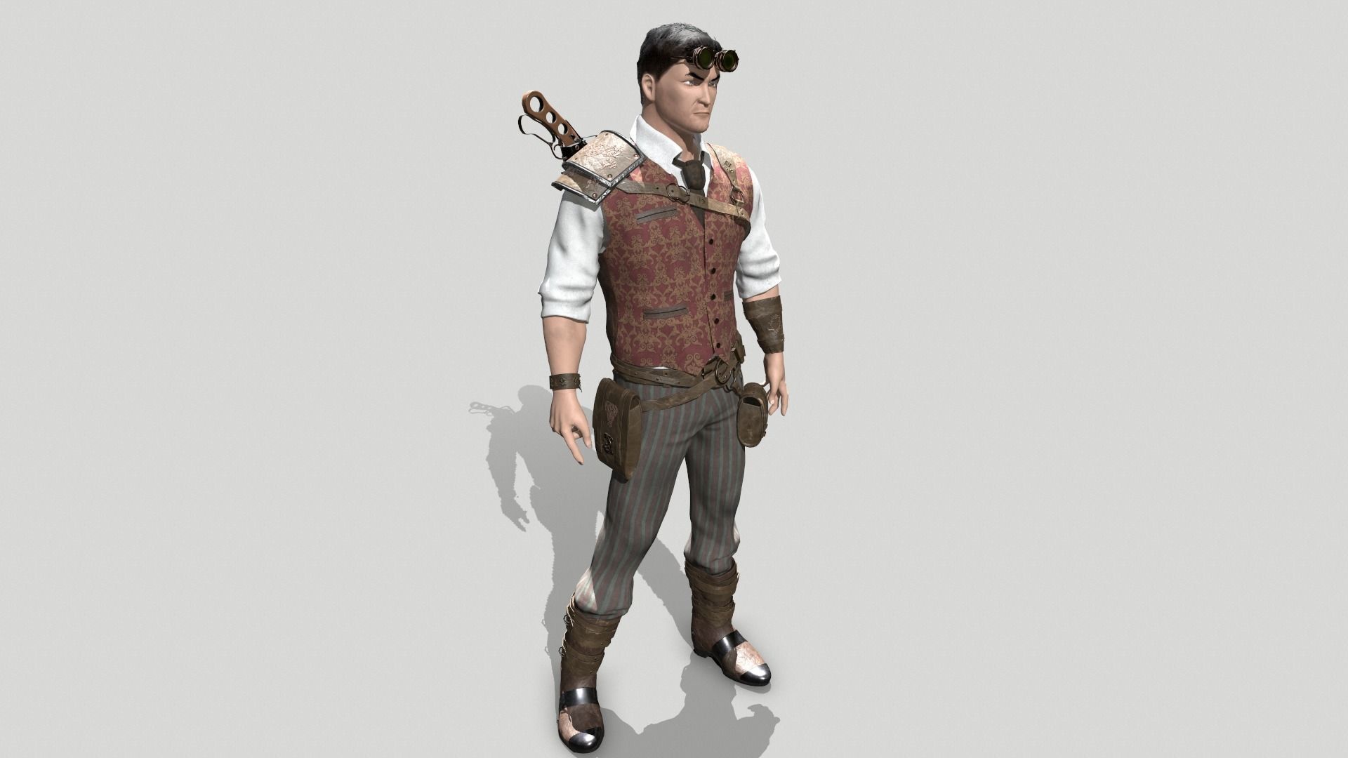 Steampunk Man Low-poly 3D model_8