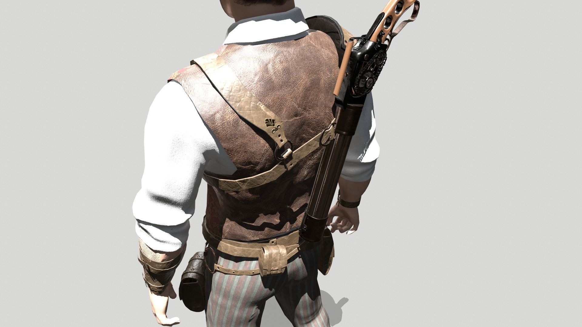 Steampunk Man Low-poly 3D model_10