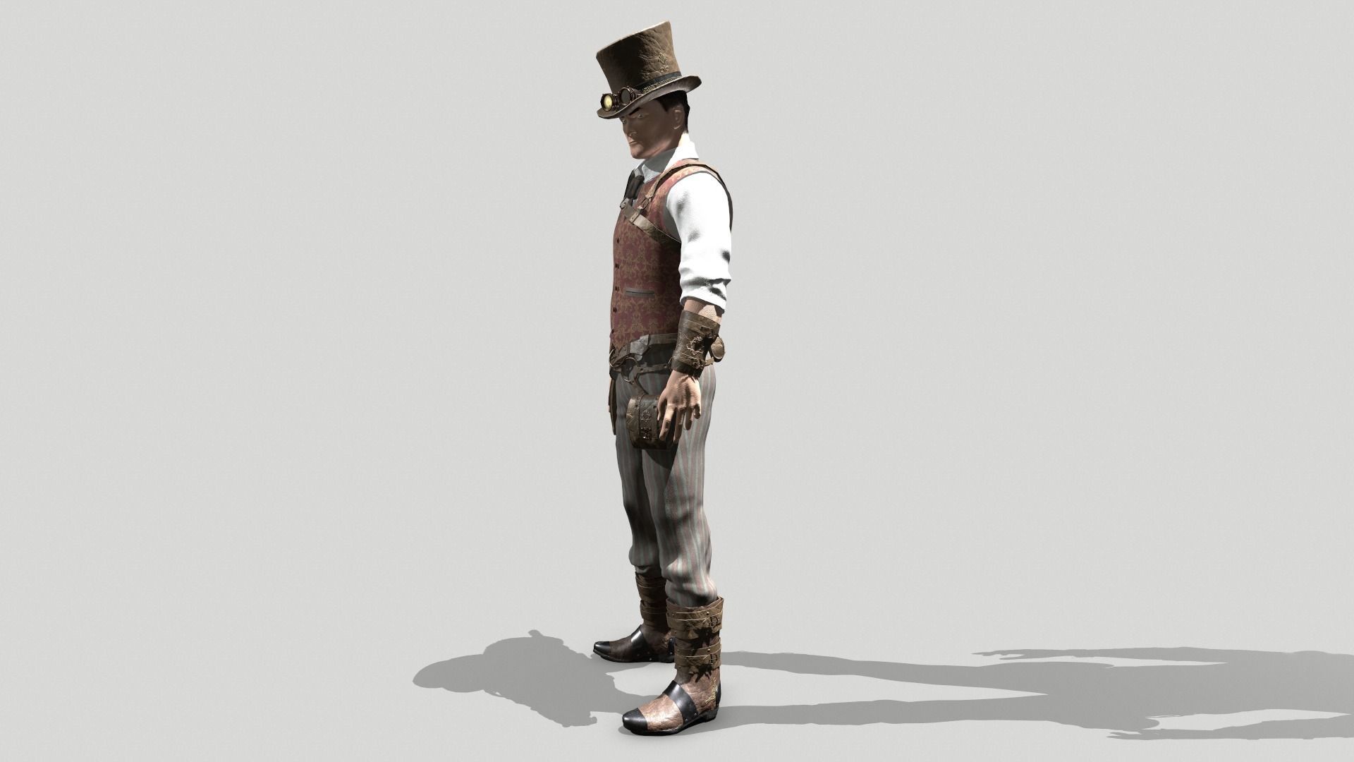 Steampunk Man Low-poly 3D model_2