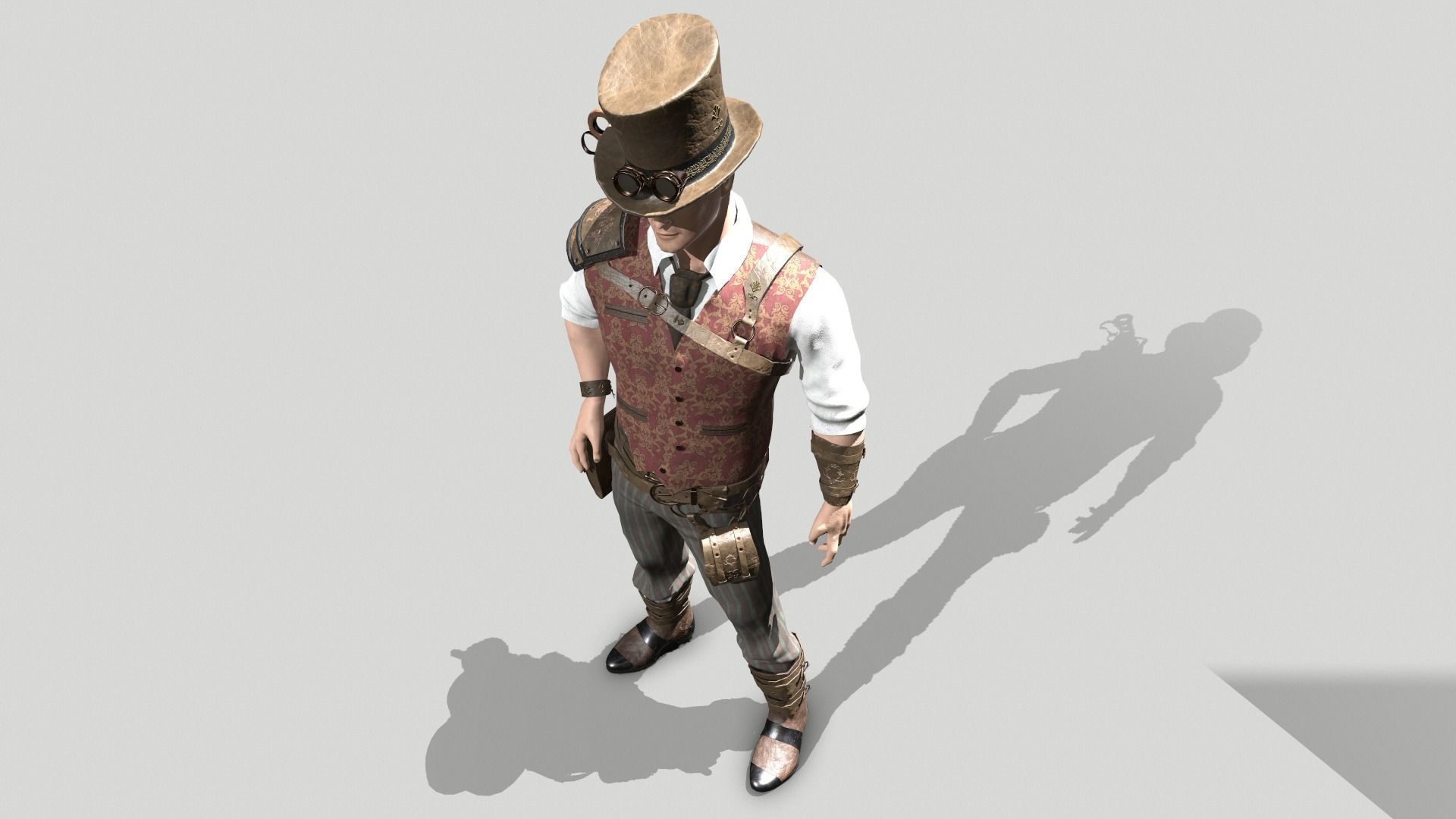 Steampunk Man Low-poly 3D model_5