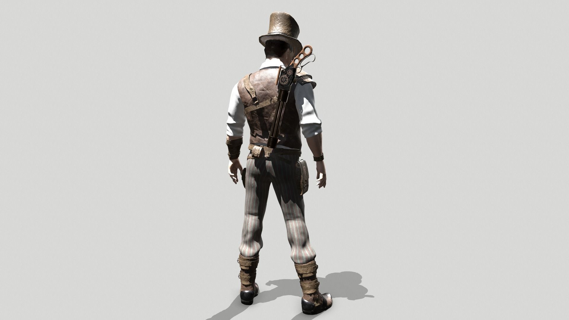 Steampunk Man Low-poly 3D model_4