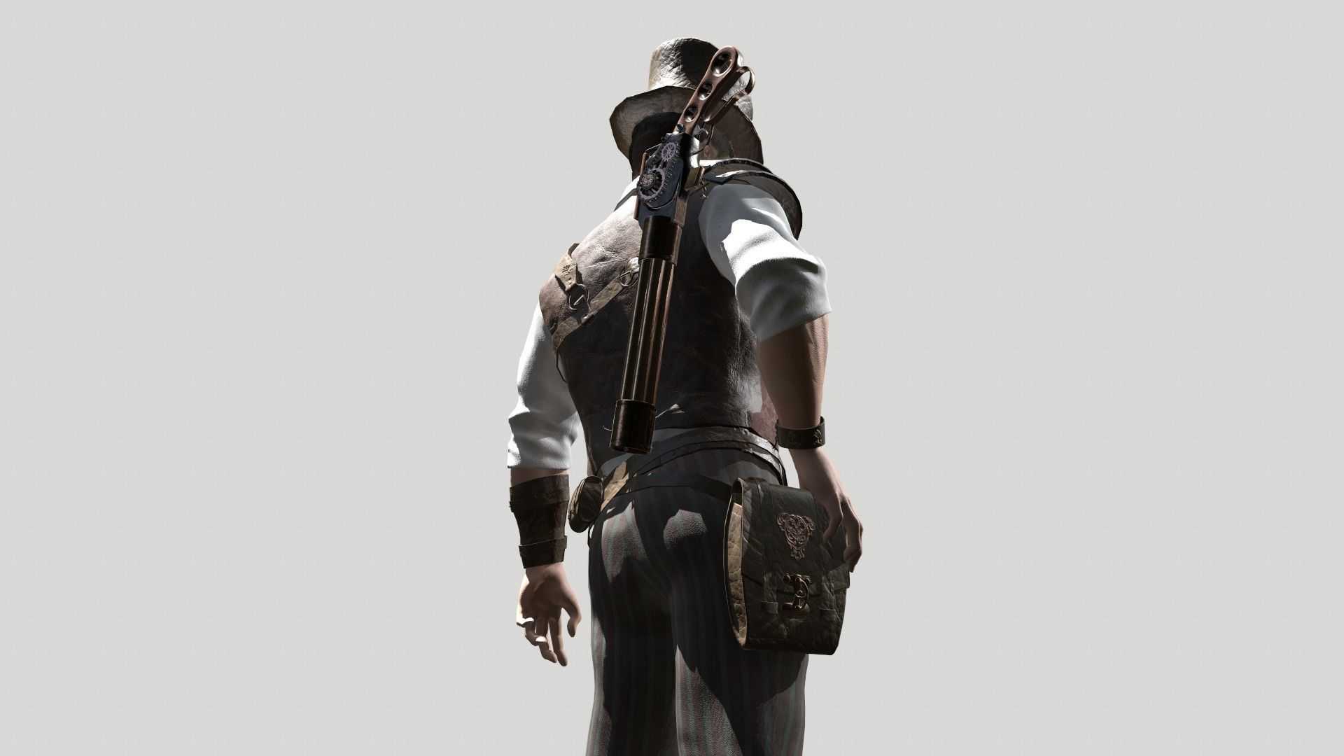 Steampunk Man Low-poly 3D model_6