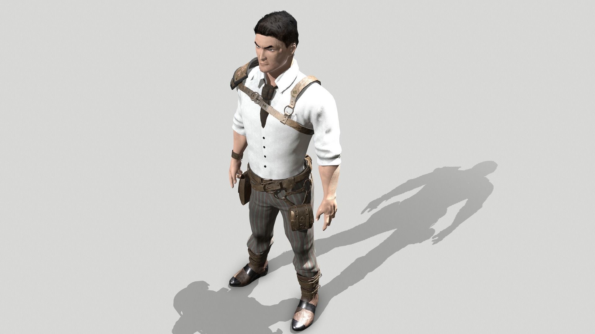 Steampunk Man Low-poly 3D model_9