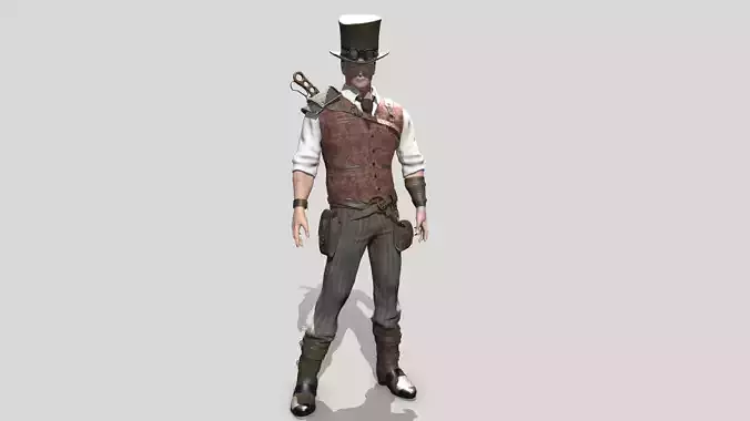 Steampunk Man Low-poly 3D model
