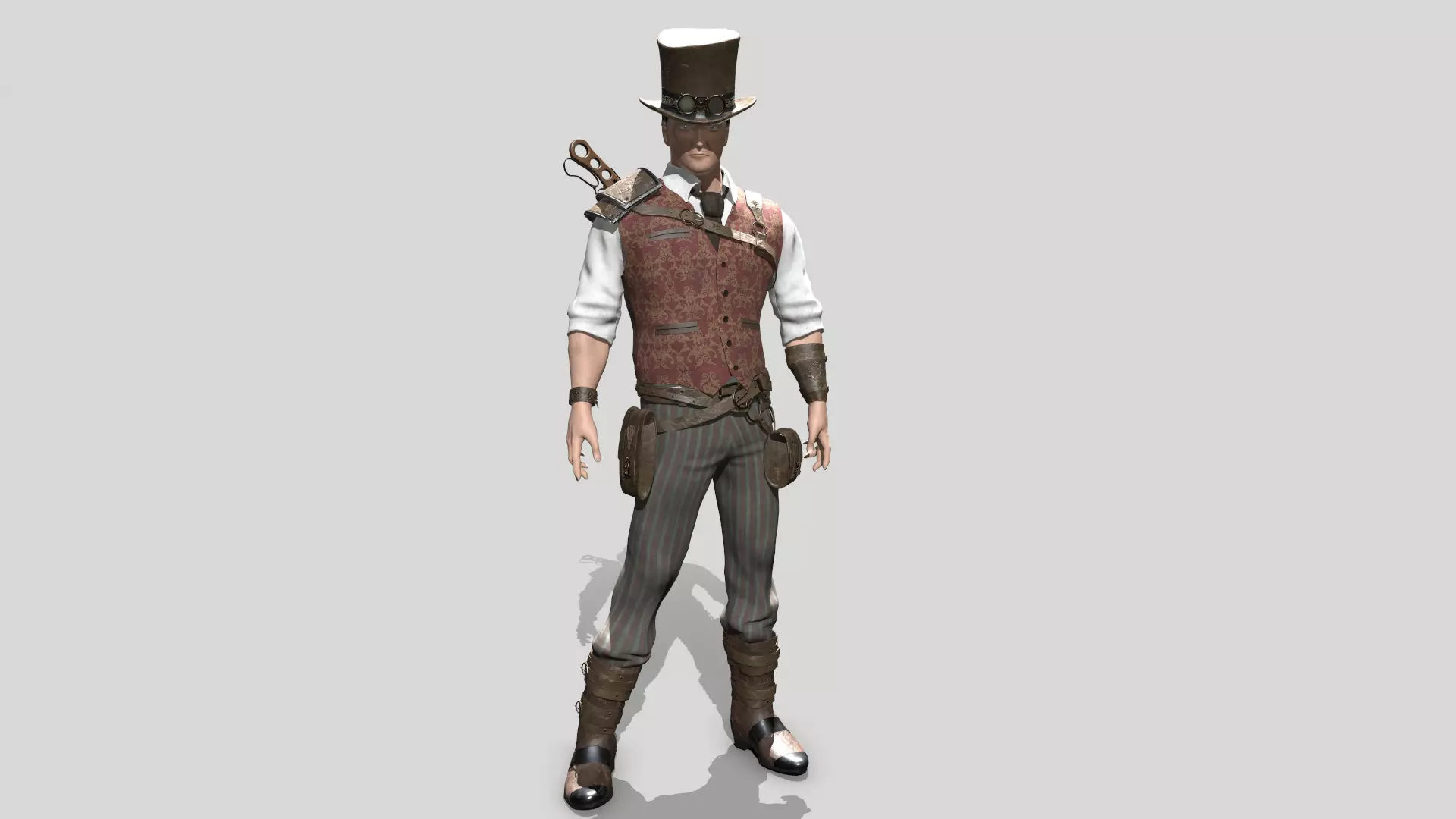 Steampunk Man Low-poly 3D model_0