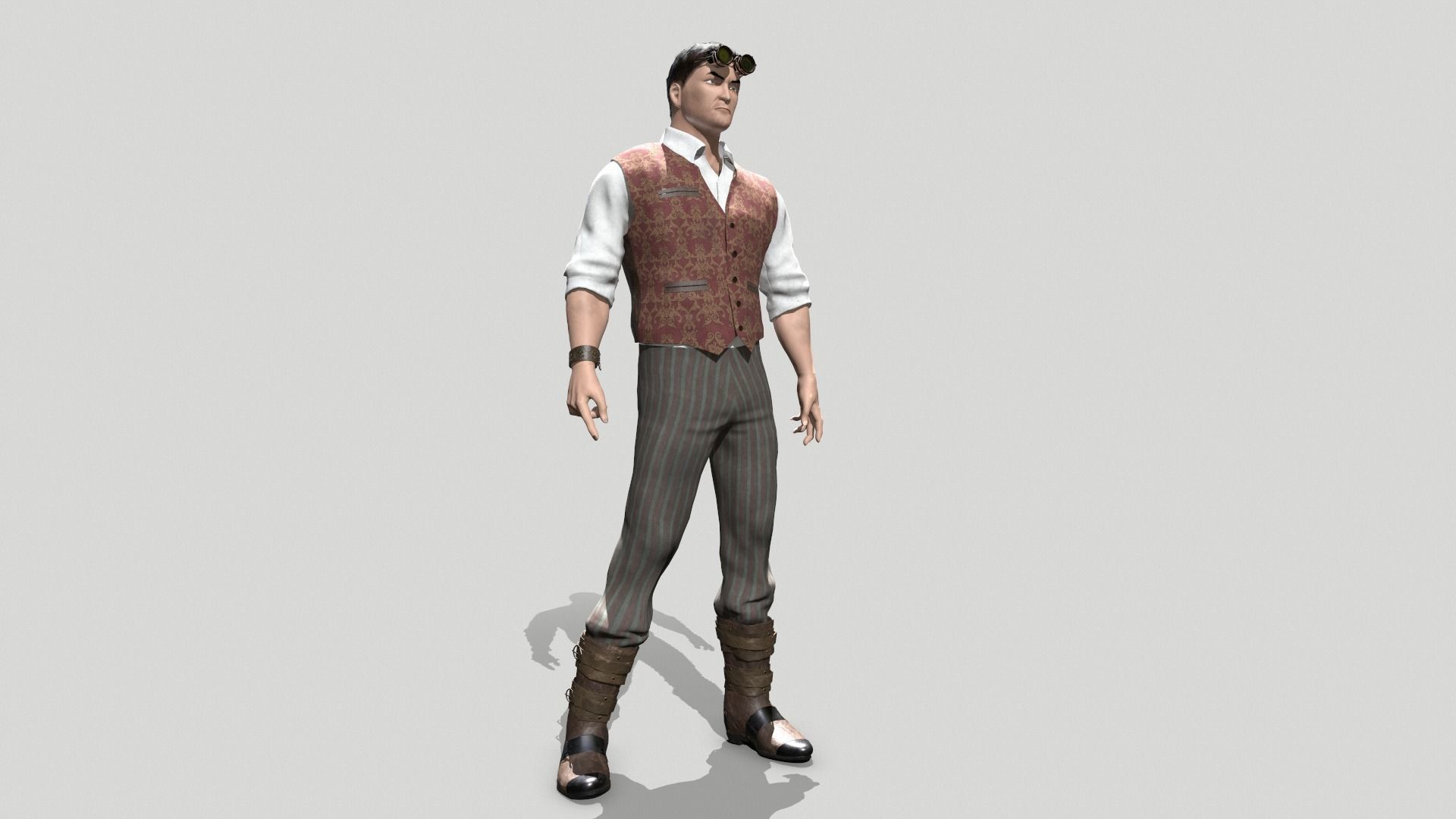 Steampunk Man Low-poly 3D model_7